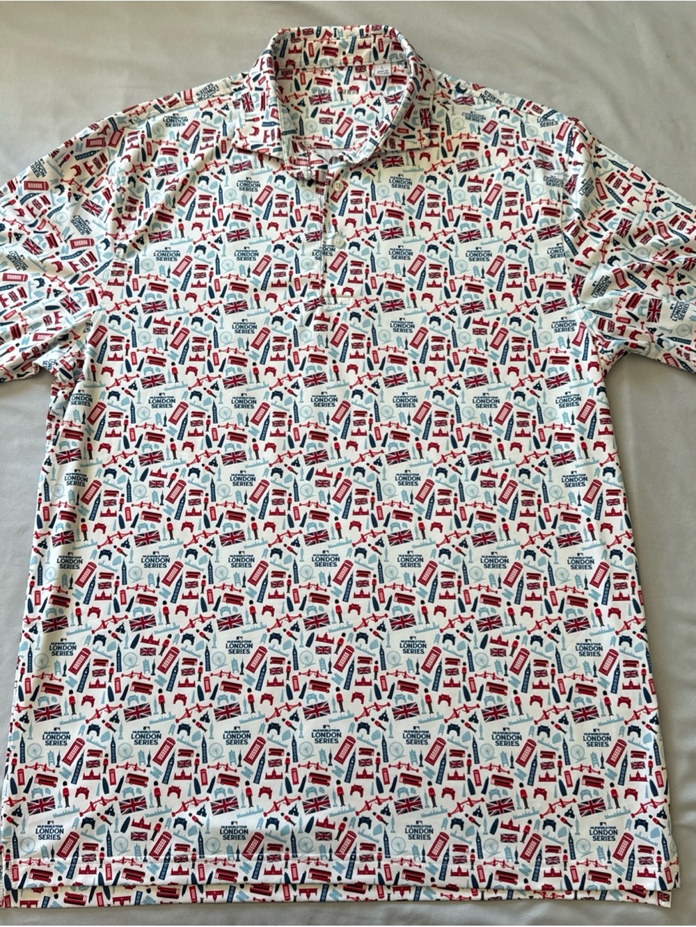 Men's Full Turn L MLB London Series Graphic Short-Sleeve Polo Rare